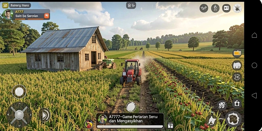 Tampilan gameplay A7777 yang menampilkan aktivitas bertani yang seru.