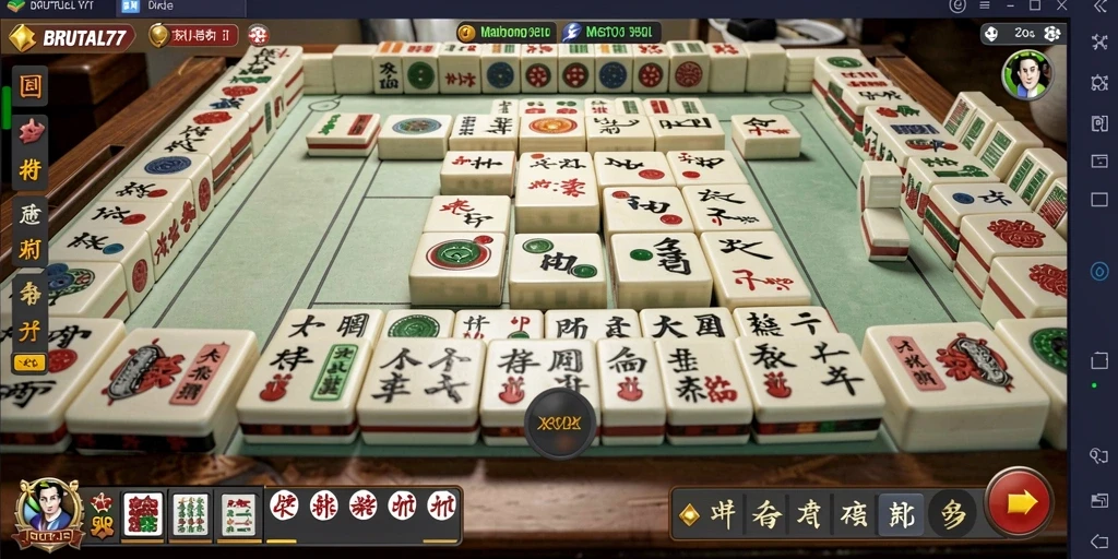 Tampilan antarmuka permainan Mahjong di BRUTAL77 yang menarik.