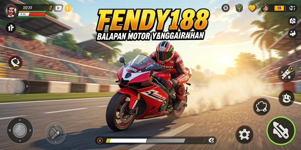 Tampilan gameplay menegangkan dalam balapan motor FENDY188.