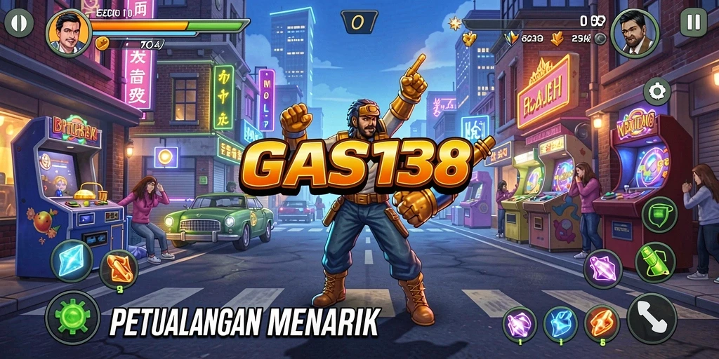 Tampilan gameplay GAS138 yang penuh aksi dan warna-warni.