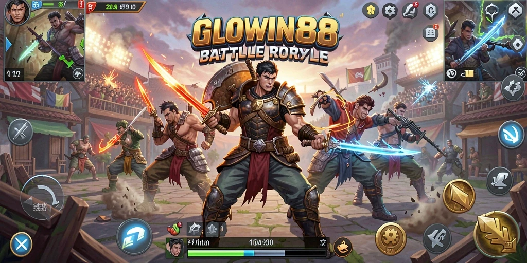 Tampilan memikat dari gameplay seru GLOWIN88 dalam Battle Royale.
