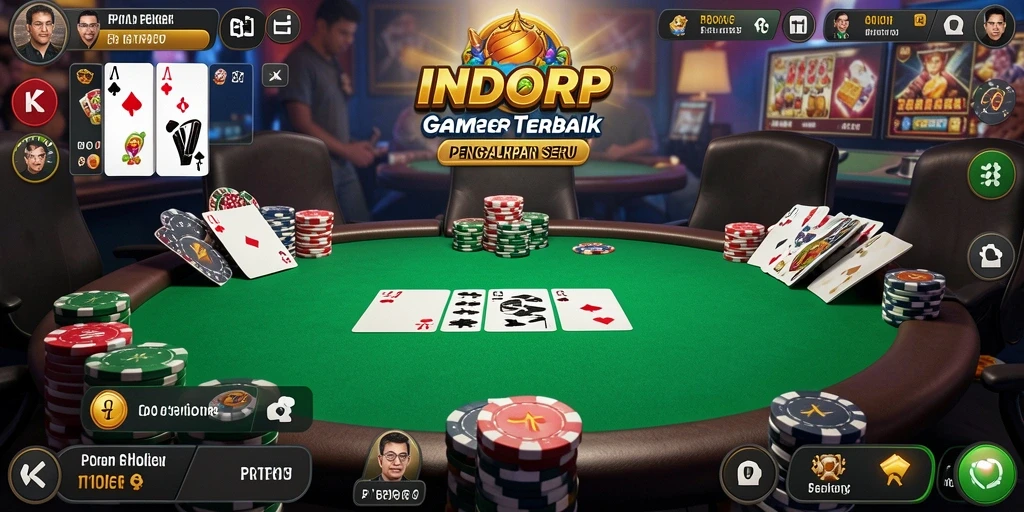 Tampilan gameplay poker yang mendebarkan dan interaktif di INDORP.