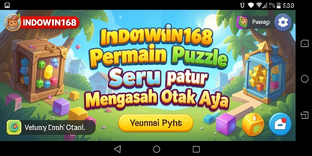 Screenshot INDOWIN168 menampilkan gameplay puzzle yang dinamis dan penuh warna.