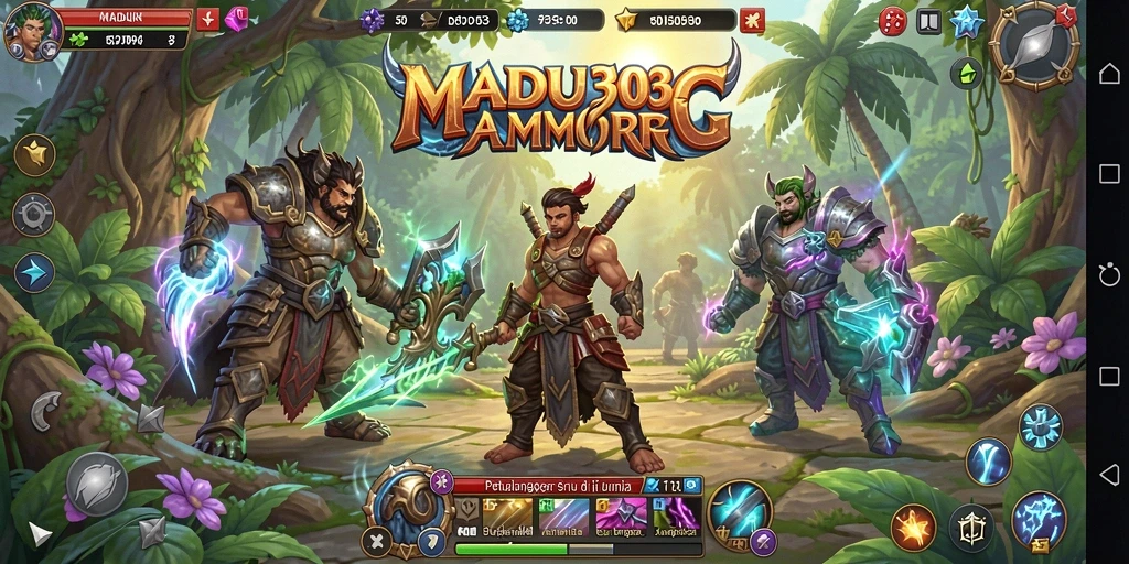 Screenshot menampilkan aksi seru dalam permainan MADU303 dengan karakter epik.