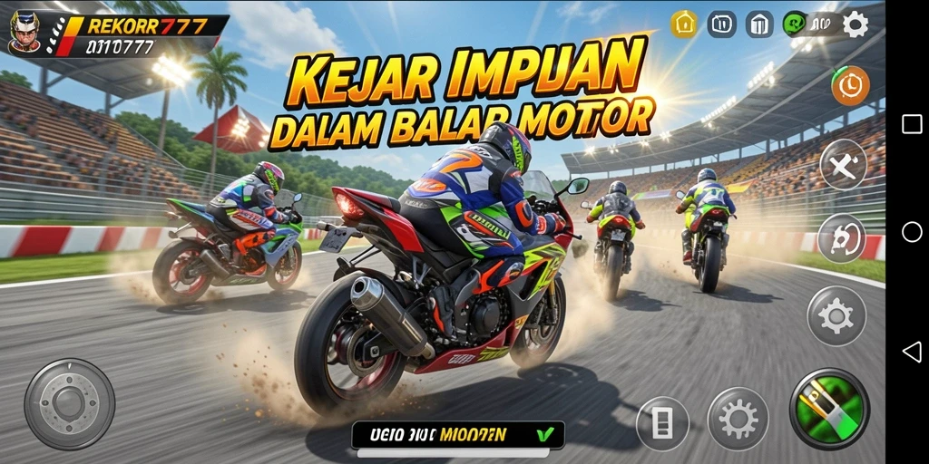 Gameplay seru balap motor di REKOR777 dengan trek yang menantang.