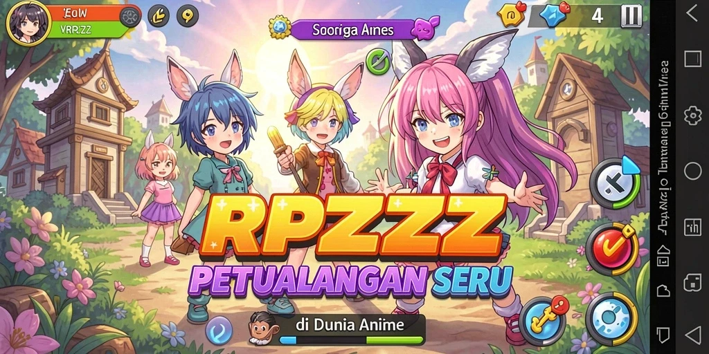 Tangkapan layar menunjukkan aksi mendebarkan dalam game Anime RPZZZ.