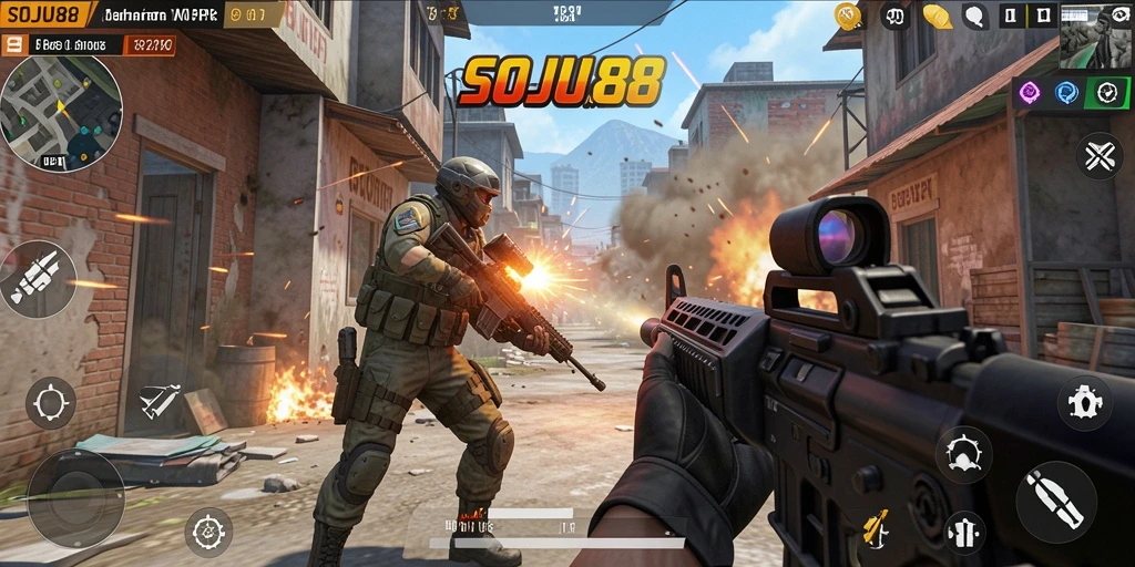 Tampilan aksi seru dari gameplay SOJU88 yang mendebarkan.